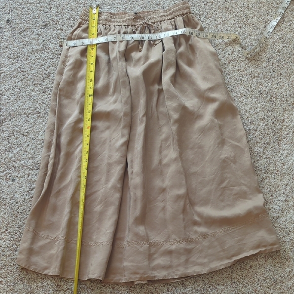 J. Crew Tan Silk Midi Skirt Small - Picture 2 of 4